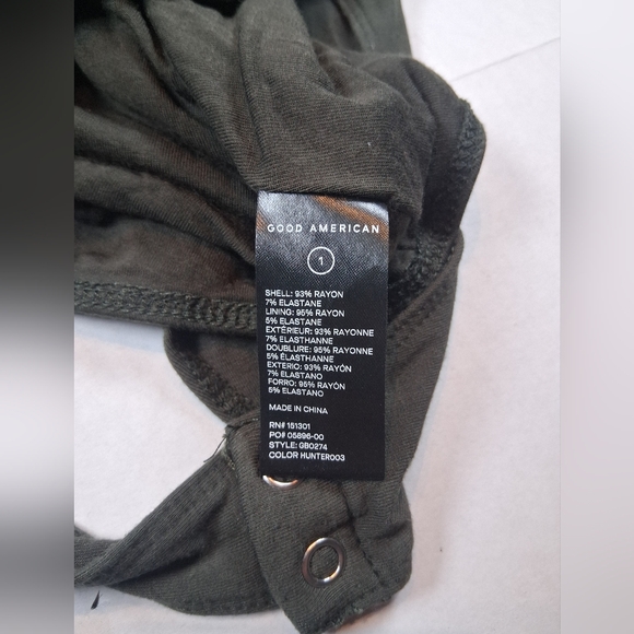 Good American Good Body Power Shoulder Thong Bodysuit Size 1 Hunter Green - Picture 4 of 6